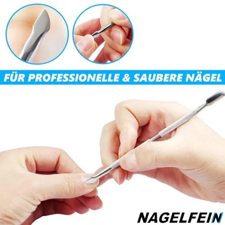 MAVURA NAGELFEIN 2in1 Nagelhautschieber und Nagelreiniger, Edelstahl-Metallschieber Hohlmeißel, Silber – Bild 6
