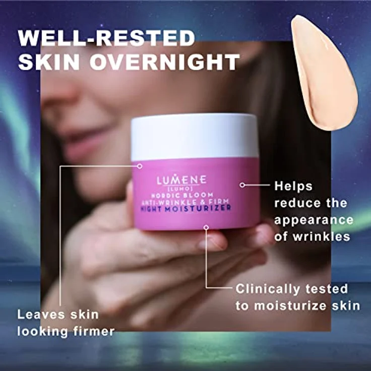 LUMENE Nordic Bloom [LUMO] Anti Falten & Straffende Nachtcreme mit Pre-Retinol Komplex, Vegan 50ml – Bild 4