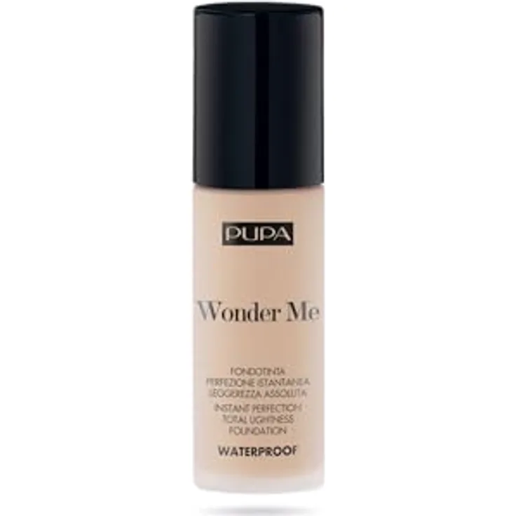PUPA Milano Wonder Me Fluid Waterproof Foundation, 30 ml - Schwerelose Textur, semi-mattes Finish, modulierbare Deckkraft, ölfrei