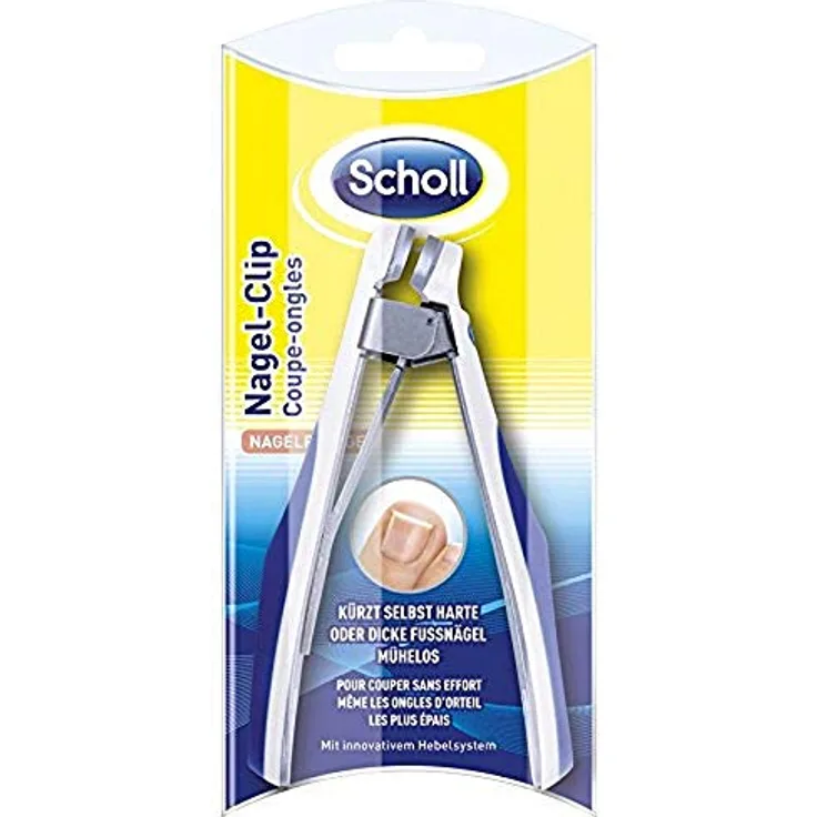Scholl Fußnagelknipser Nagel-Clip, rostfreier Edelstahl mit innovativem Hebelsystem und gepolstertem Griff