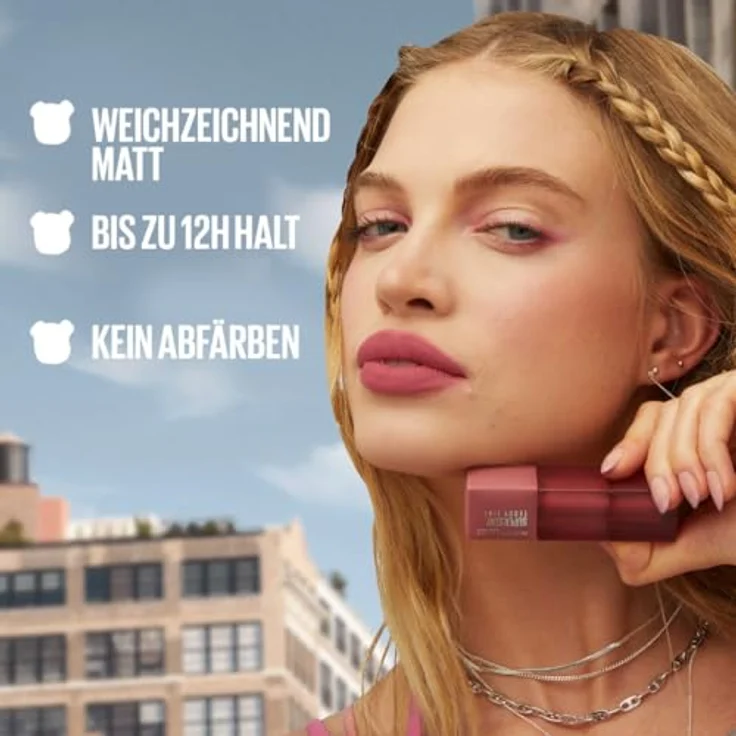 Maybelline New York Superstay Teddy Tint Lippenstift 100 Kitten Heel, soft-matte Formel mit langanhaltender Wirkung und ohne Abfärben – Bild 4