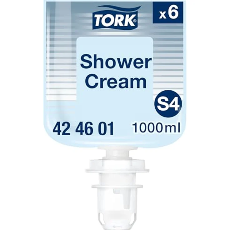 Tork Duschcreme S4, Unisex-Duft, dermatologisch getestet, 6 × 1000 ml, hellblau – Bild 1