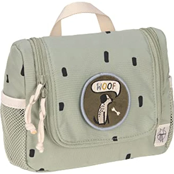 LÄSSIG Kinder Kulturtasche Waschbeutel Waschtasche Kulturbeutel zum Hängen, 20 cm/Mini Washbag Happy Prints Oliv – Bild 1