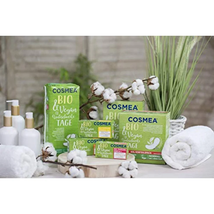 COSMEA Bio & Vegan Slipeinlagen Lang aus Bio-Baumwolle, ohne Chemie & ohne Tierversuche, atmungsaktiv, für leichte Menstruation 26 Stück – Bild 7