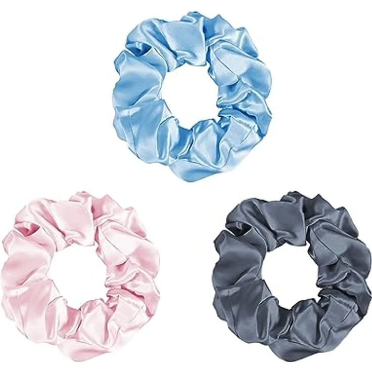 townssilk Seiden Haargummis Skinnie, 100% reine Maulbeerseide 22 Momme, elastische Haarfreundliche Haarschlaufen, Farbe Luxus Diamanten, 3 Stück – Bild 1