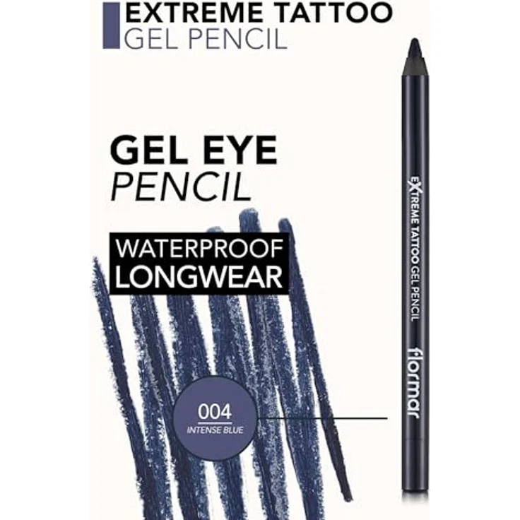 flormar Extreme Tattoo Gel Pencil wasserfester Gel-Stift für die Augen, Farbton 04 Intense Blue, 1,2 g, präzise Linien mit intensiver Farbe – Bild 3