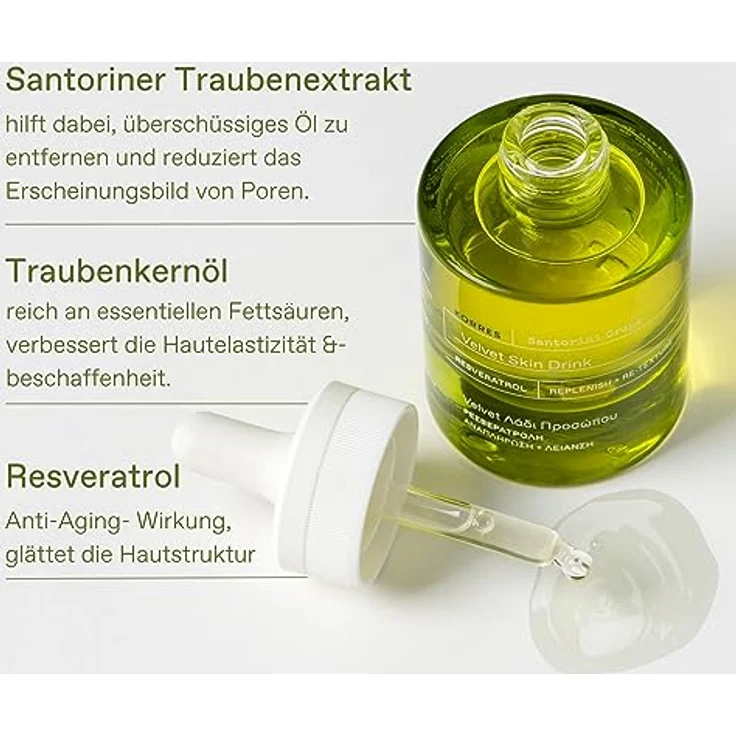 KORRES SANTORINI GRAPE Elixir für samtweiche Haut, Gesichtsöl mit Traubenkernöl, vegan, 30 ml – Bild 2