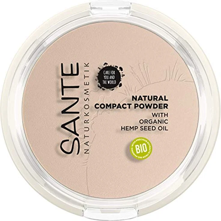 SANTE Naturkosmetik Natural Compact Powder 01 Cool Ivory, mattiert und fixiert langanhaltend, natürlicher Glow, mit Bio-Hanfsamenöl, Vegan, 9g – Bild 1