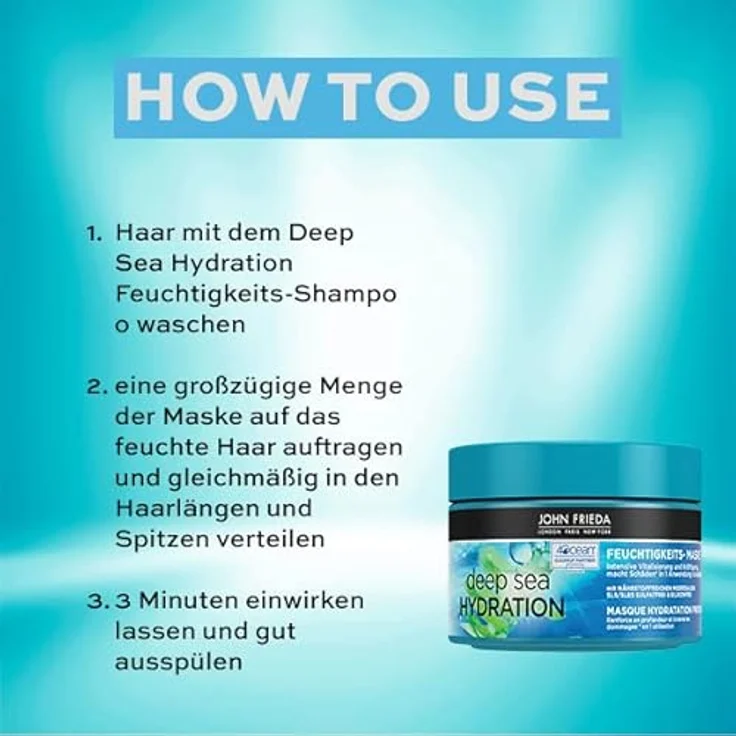 John Frieda Deep Sea Hydration Feuchtigkeits-Maske - Inhalt: 250 ml - Haarkur - Intensive Vitalisierung und Kräftigung – Bild 5