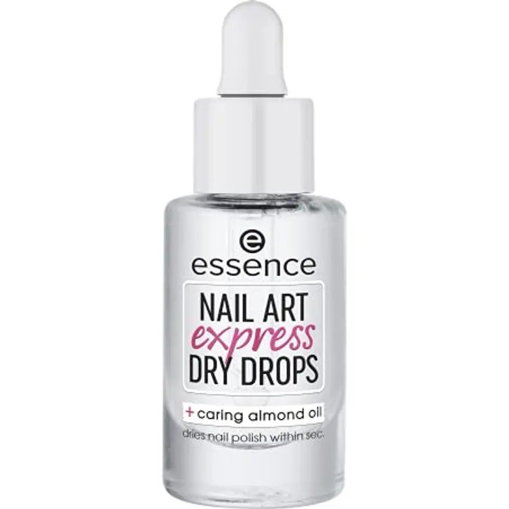 essence nail art express dry drops, Nagellack Schnelltrockner, transparent, ohne Aceton, vegan, Mikroplastik Partikel frei (8ml)
