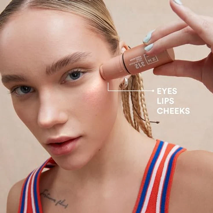 3INA The No-Rules Stick Highlighter 312, cremiger Highlighter in Rose Gold für Augen, Lippen und Wangen, 5 g – Bild 2