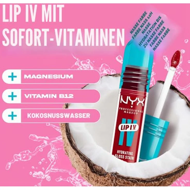 NYX Professional Makeup LIP IV Hydrating Gloss Serum, Lippgloss in 22 Cherry Drenched, 5 g – Bild 5