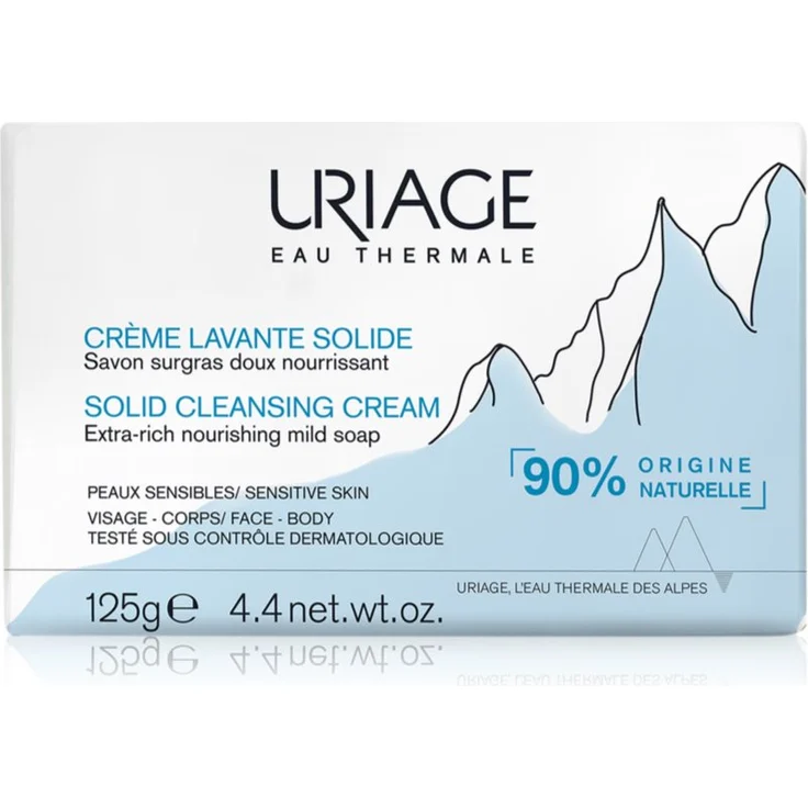 Uriage Hygiène Solid Cleansing Cream, feste Reinigungscreme mit Thermalwasser, 125 g, für Hände und Körper, pH-neutral, natürliche Inhaltsstoffe