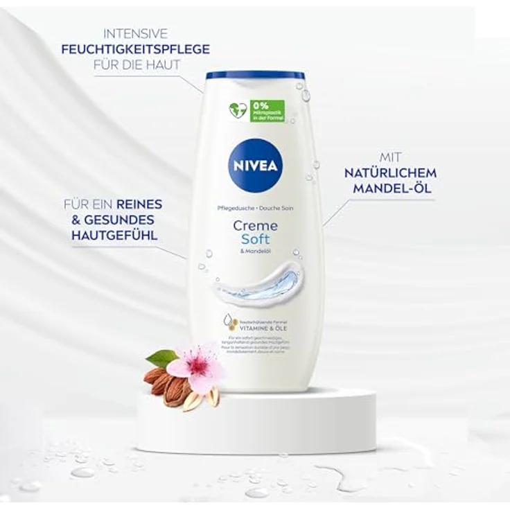 NIVEA Creme Soft Pflegedusche, 250ml - Duschgel mit Mandel-Öl und pH-hautneutraler Formel, 99% biologisch abbaubar, blau – Bild 2