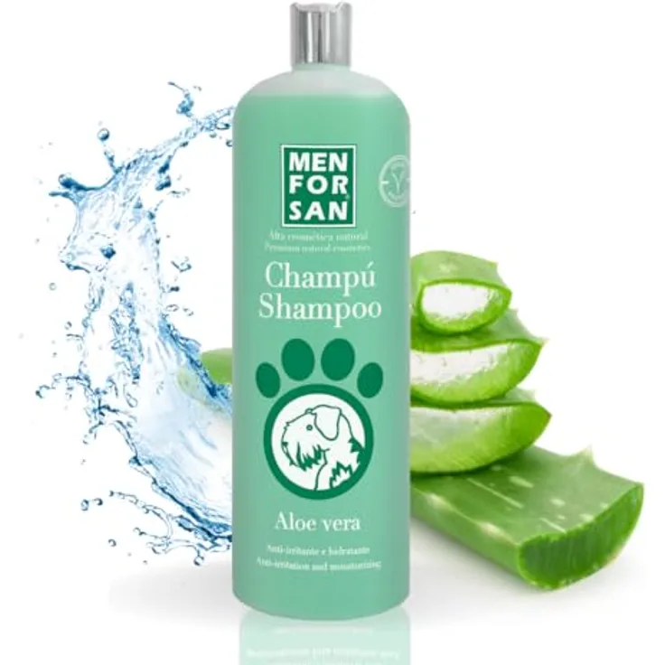 Menforsan Shampoing pour animaux de compagnie Chien Aloe Vera (1000 ml) - 100% natürliche Aloe Vera, für alle Rassen, glänzendes und weiches Fell, vegan freundlich