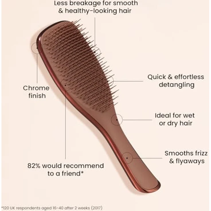 Tangle Teezer The Ultimate Detangler Chrom-Haarbürste, für nasses und trockenes Haar, reduziert Haarbruch, zweistufige Zähne, bequemer Griff – Bild 4
