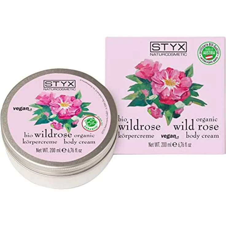 STYX Wildrose Körpercreme 200ml, reichhaltige vegan BIO Austria zertifizierte Körpercreme