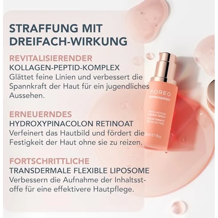 Foreo Supercharged Triple-Action Firming Serum Conductive Gel, Anti-Aging Gesichtsserum mit Hyaluronsäure und Squalan, 30 ml – Bild 4