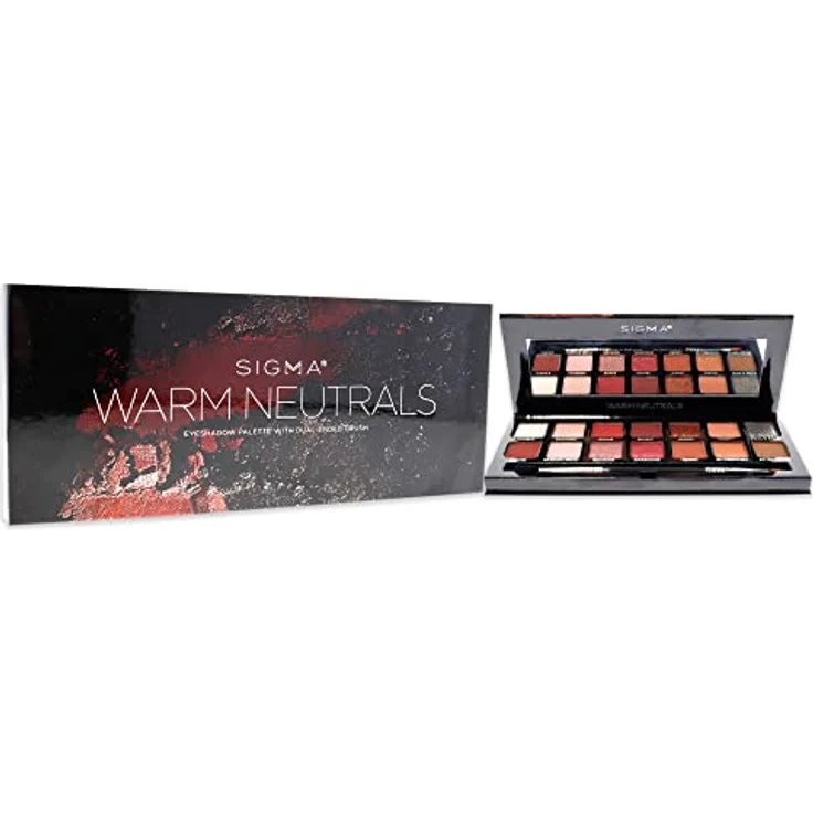 Sigma Beauty Warm Neutrals Eyeshadow Palette, Lidschatten-Palette mit intensiver Pigmentierung, 25,5 g, inkl. Spiegel und Applikator – Bild 3