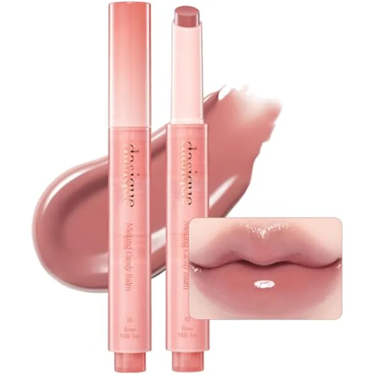 Dasique Melting Candy Balm Lippenbalsam 03 Rose Milk Tea, intensiv pflegend mit hohem Glanz, 1.5 g