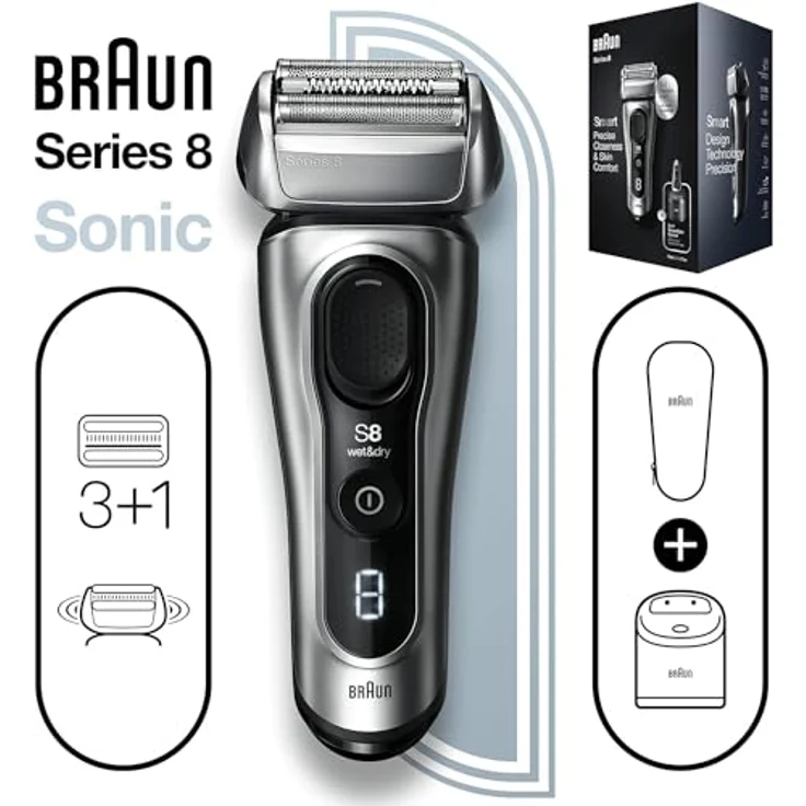 Braun Gesichtshaarrasierer Series 8, 8467cc System wet&dry, SmartClick-Präzisionstrimmer, hergestellt in Deutschland – Bild 4