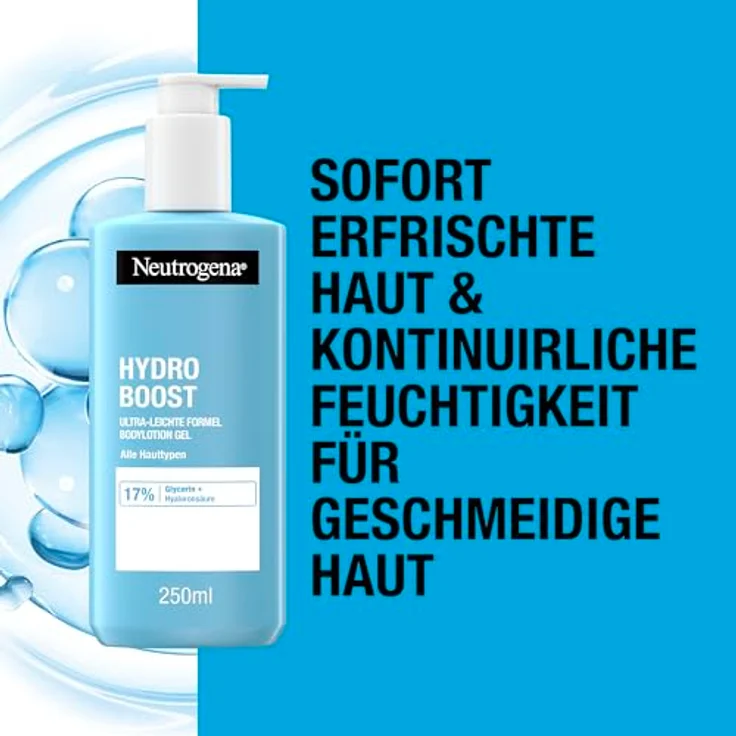 Neutrogena Hydro Boost ultra-leichte Formel Bodylotion Gel (250 ml) mit 17% Glycerin + Hyaluronsäure, erfrischende Körperlotion für geschmeidige Haut – Bild 2