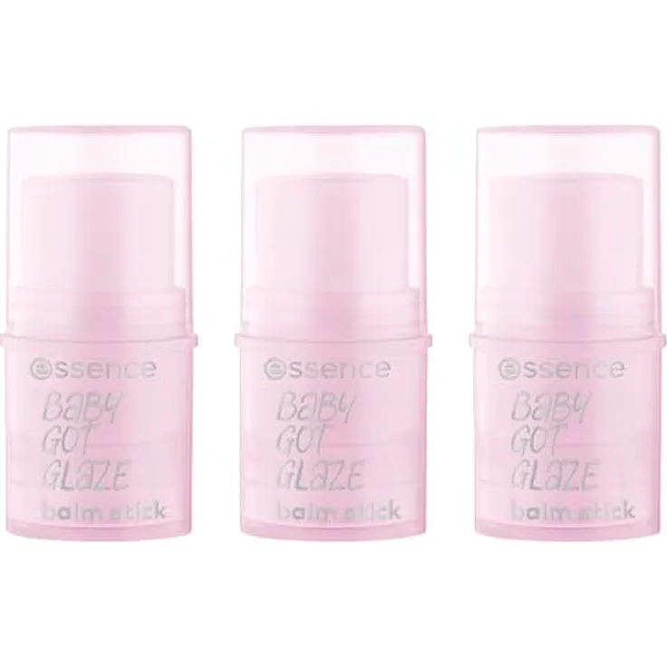 essence BABY GOT GLAZE balm stick, Highlighter Transparent, pflegend, vegan, ohne Konservierungsstoffe, 3er Pack (3x4.5g)