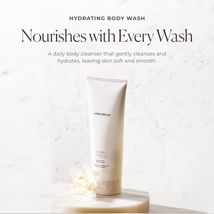 Laura Mercier Ambre Vanille Hydrating Body Wash, Duschgel 200 ml für trockene Haut mit luxuriösem Vanille-Duft – Bild 2