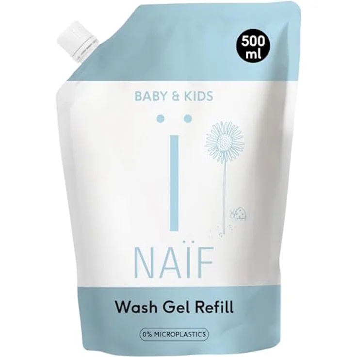 Naïf Reinigendes Duschgel Nachfüllpackung - 500ml - Auf Basis natürlicher Inhaltsstoffe - 100% Vegan, Naïf Duschgel für empfindliche Haut - 100% Vegan, 500ml – Bild 1