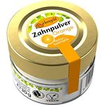 Birkengold Zahnpulver Orange 30 g Glas, 1 Stück, plastikfrei, im Glastiegel verpackt, 100% natürliche Zutaten, keine Schaumbildner und Konservierungsstoffe, Naturkosmetik zertifiziert, vegan