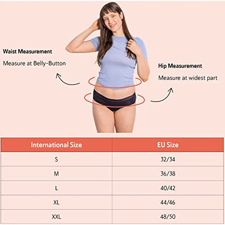 SELENACARE Periodenunterwäsche Modern Hipster - Menstruationsunterwäsche für Damen, waschbare & antibakterielle Panty, 100% vegan, nachhaltig, 25ml Absorption, schwarz, Größe L (EU 40/42) – Bild 5