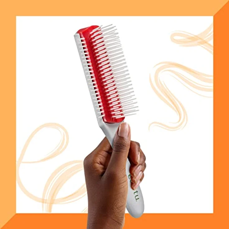 Cantu Dicker Entwirrungspinsel, zuverlässiger Entwirrungshelfer mit rutschfestem Griff, orange, weiß – Bild 5