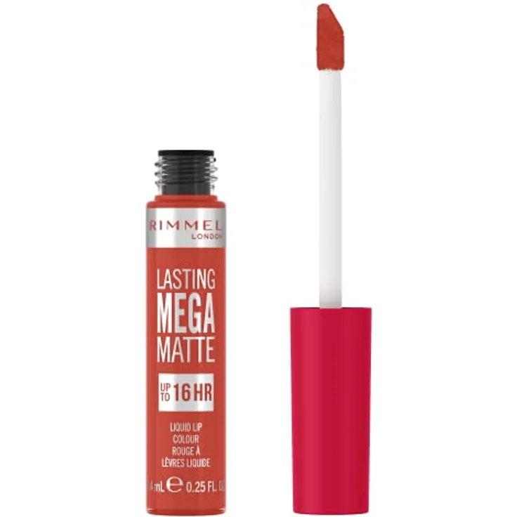 Rimmel Lasting Mega Matte, matter Flüssig-Lippenstift mit 16 Std. Haltbarkeit, Farbton Scarlet Flames, 7,4 ml