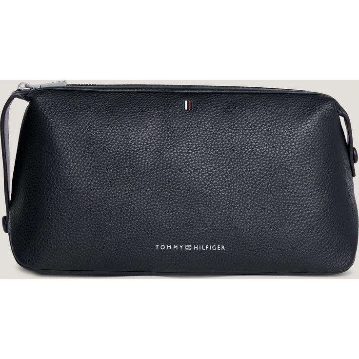 Tommy Hilfiger Kosmetiktasche TH CENTRAL WASHBAG PU, Leder, Black, mit Logoschriftzug