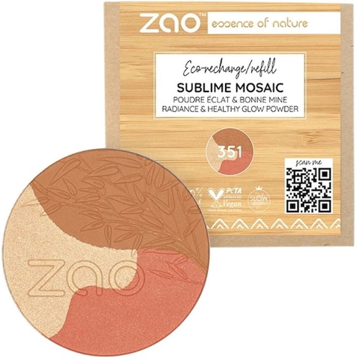 Zao Rouge & Highlighter Refill Sublime Mosaic Blush, 8 g, vegan, drei Farbtöne, umweltfreundlich