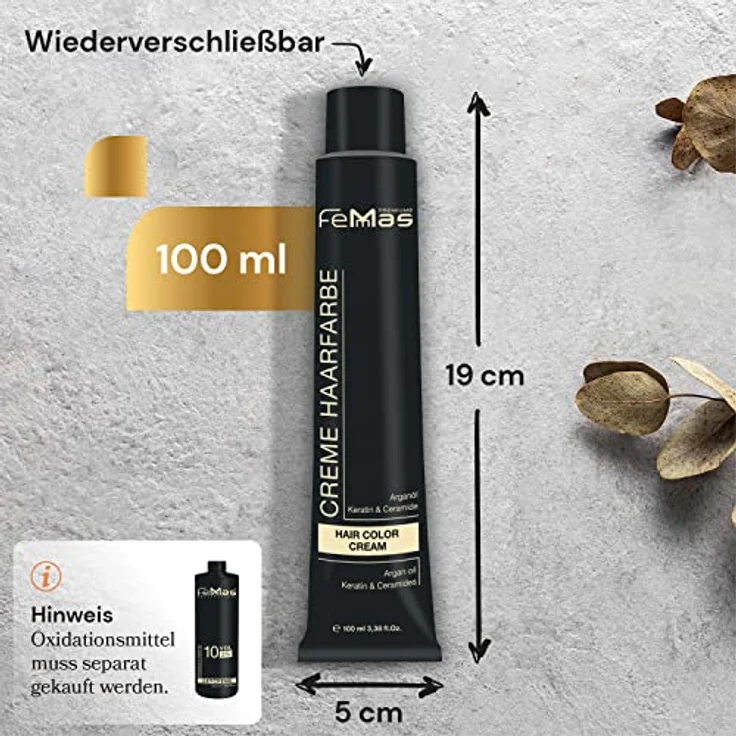 FemMas Haarfarbe 3x Fantasy Feuerrot, Creme Haarfarbe mit Arganöl, Keratin & Ceramiden für dauerhafte Färbung, 100 ml – Bild 5