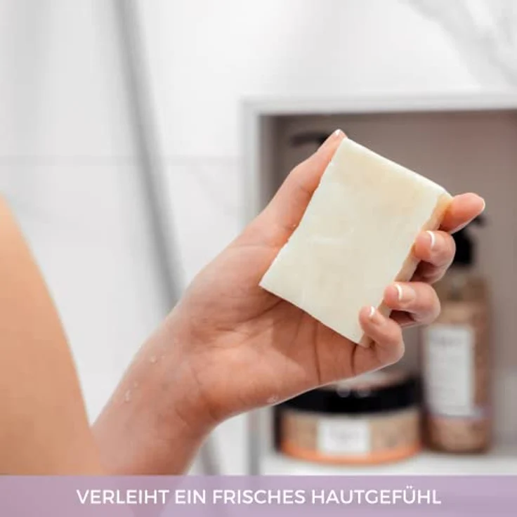 Meina Naturkosmetik - Bio Sandelholz Seife, Naturseife für trockene Haut mit Lavendel ohne Palmöl, Zertifiziert, Vegan, Nachhaltig, Handgemacht, Wie ein festes Duschgel - 100g – Bild 5