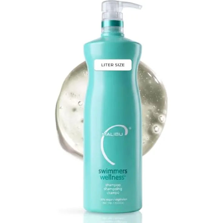 Malibu C Swimmers Wellness Shampoo, 1000 ml, schützendes Haarshampoo für SchwimmerInnen mit Feuchtigkeitsspende und Glanz verleihender Formel