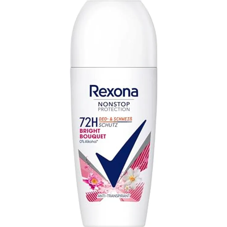 Rexona Nonstop Protection Deo Roll-On Bright Bouquet, Antitranspirant mit 72 Stunden Schutz vor Schweiß und Körpergeruch, 50 ml
