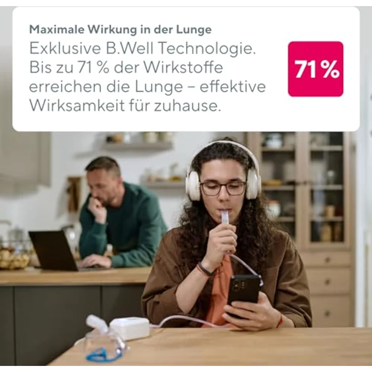 B.Well MED-120, Nebulisator mit 71,1% atembarem Anteil, akkubetrieben, inklusive Masken für Erwachsene und Kinder – Bild 5