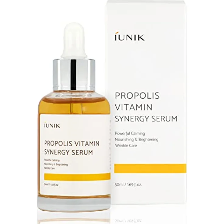 iUnik Propolis Vitamin Synergy Serum, Feuchtigkeitsserum mit 70% Propolis und 12% Vitamin C, 50 ml