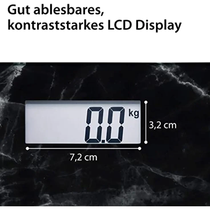 ADE Digitale Personenwaage BE 1712 Aurora in dunkler Marmor, Optik, Elektronische Badezimmerwaage mit eleganter Wiegefläche aus Sicherheitsglas zur genauen Gewichtsbestimmung bis 180 kg, Schwarz – Bild 5