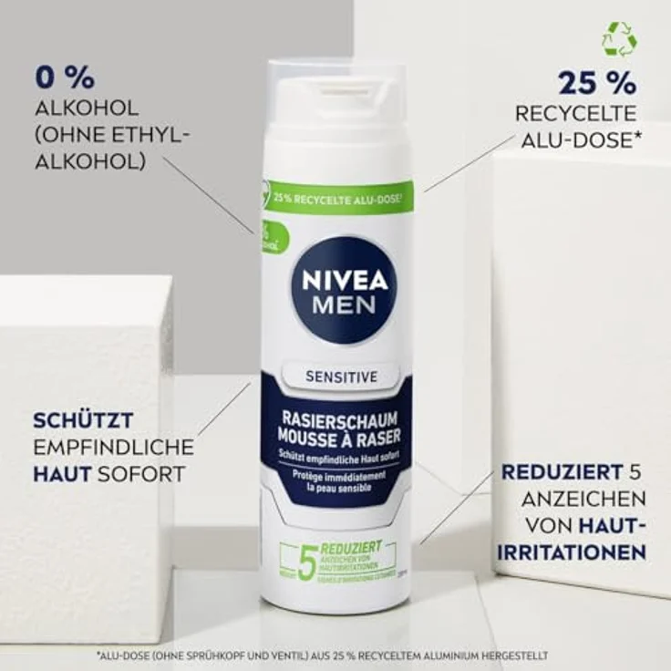 NIVEA MEN Sensitive Rasierschaum, 200 ml mit Kamille und Vitamin E, sanfte Rasur ohne Alkohol – Bild 2