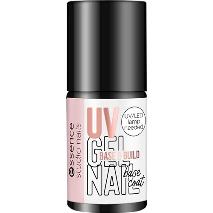 Essence Studio Nails UV GEL NAIL Base & Build Coat, semitransparenter Nagellack für gesunde Nägel, Rosé, 5 ml