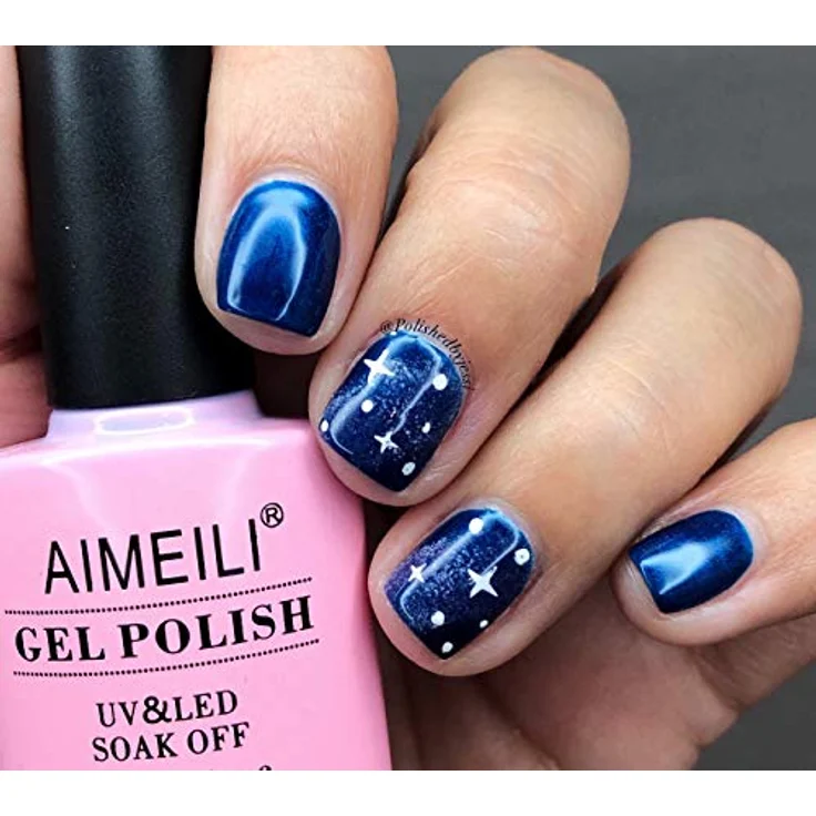 AIMEILI UV LED Gellack, ablösbarer Gel Nagellack, 21 Tage Hochglanz, kratzfest, Spiegelglanz-Finish, Blau - Navy Seals (030), 10ml – Bild 5