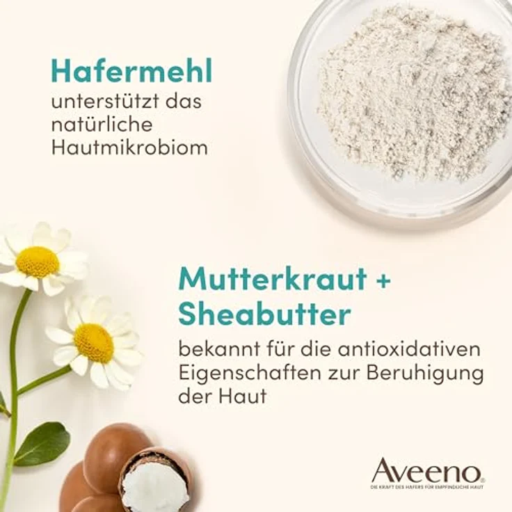 Aveeno CALM+RESTORE Re-Hydrierende Hafer Nachtcreme (50 ml), feuchtigkeitsspendend mit Sheabutter, präbiotischem Hafer & Mutterkraut für empfindliche Haut – Bild 4