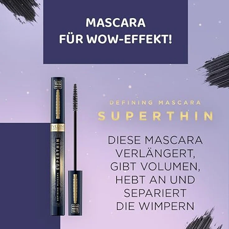 EVELINE Cosmetics Superthin Defining Mascara, verlängernd und volumengebend, 6ml – Bild 2