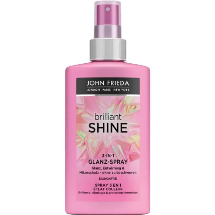 John Frieda Brilliant Shine 3-in-1 Glanz Spray - Inhalt: 150 ml - Glanz, Entwirrung und Hitzeschutz - Ohne zu beschweren - Silikonfrei