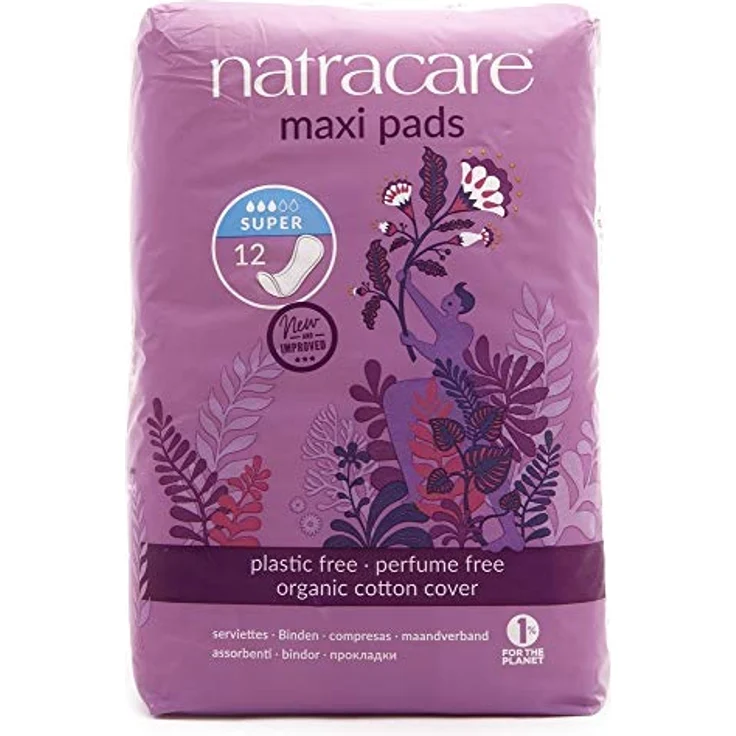 Natracare Organic Cotton Ultra Maxi Pads 12 Super, biologisch abbaubar, plastikfrei, chlorfrei, latexfrei – Bild 1