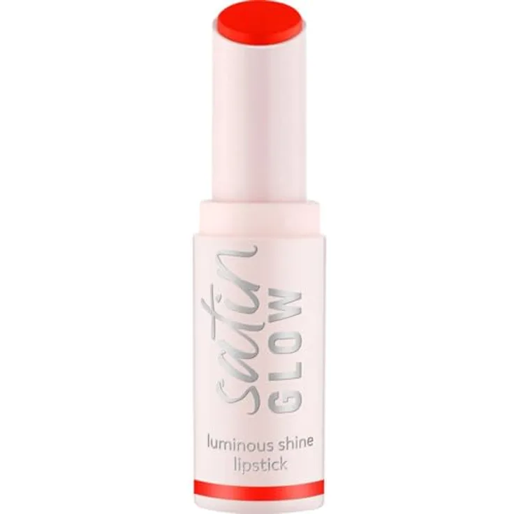 essence satin GLOW, cremiger Lippenstift mit Satin-Finish, Farbton 07 Coral It A Day, 3.5 g